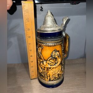 Vintage Gertz west Germany beer stein metal hinged lid